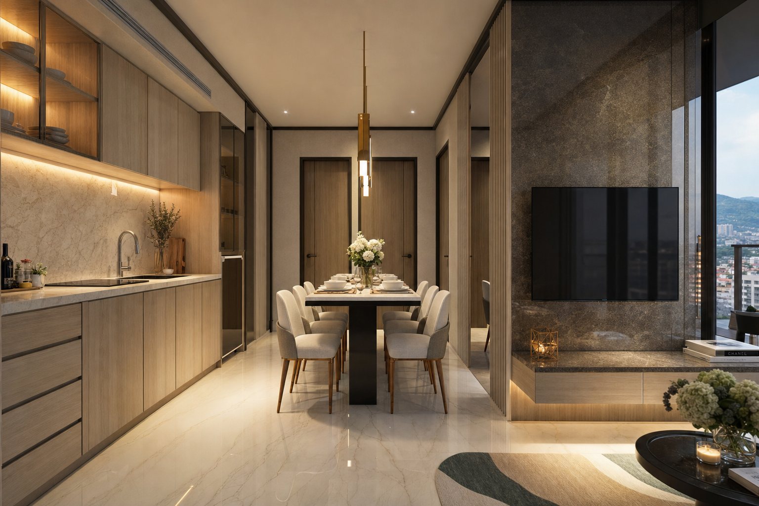 Dapur dan area makan unit 1 Bedroom