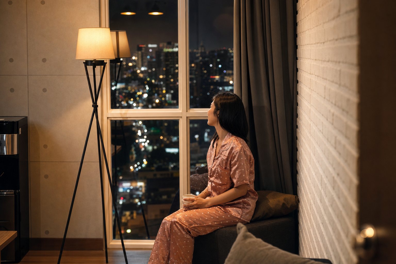 Panorama malam dari sky lounge